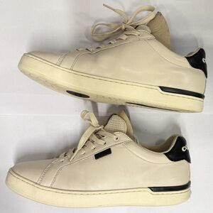 Mens Coach Lowline Low Top Sneaker Tennis Cup Sole Shoes/G5026/Size 8.5D/Beige